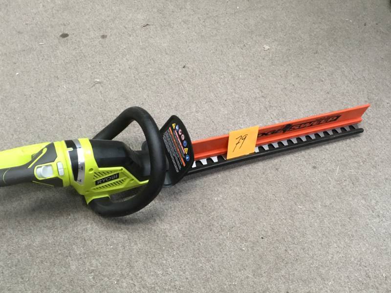 lot 79 image: RYOBI ONE 22 in. 18-Volt Lithium-Ion Cordless Hedge Trimmer - Battery and Charger Not Included in good condition