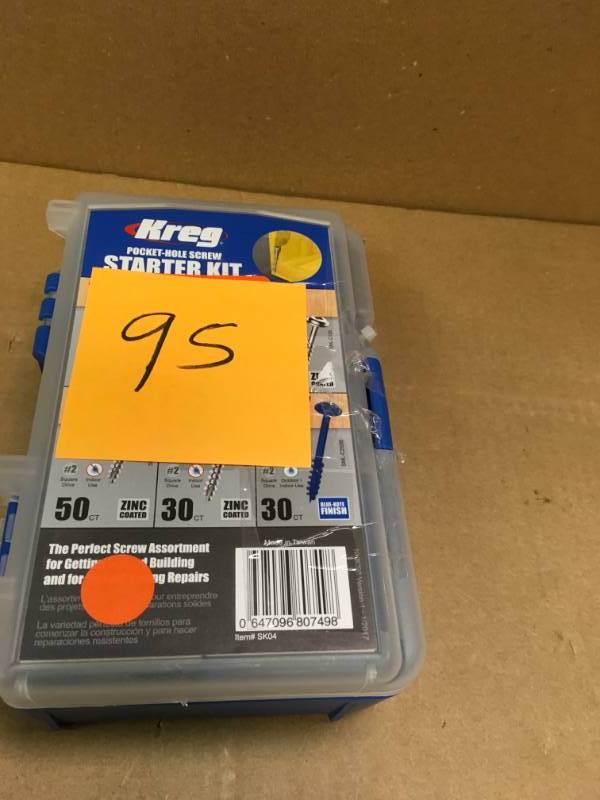 lot 95 image: Kreg Pocket-Hole Screw Starter Kit (260-Pack) in good condition