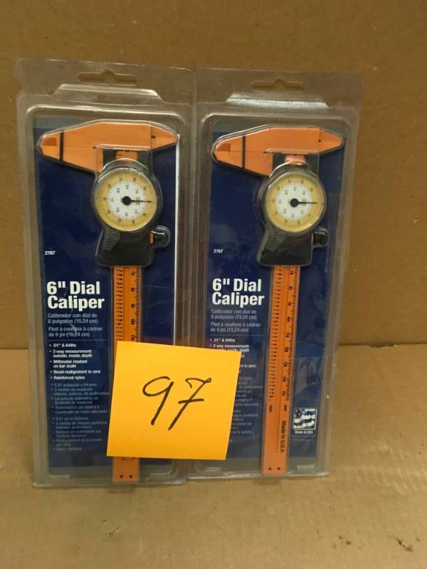 lot 97 image: Empire Level 2787 Dial Caliper, Measurement by .01 and 64ths JJ43940 QTY 2 in good condition