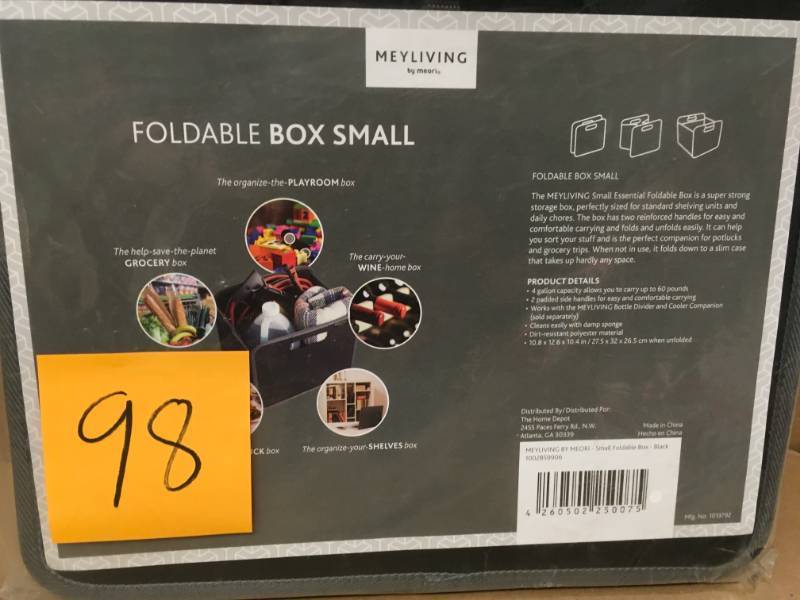 lot 98 image: Meyliving 12.6 In. L X 10.4 In. W X 10.8 In. D Small Foldable Box-Black in good condition