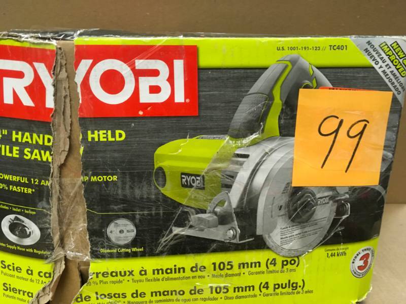 lot 99 image: RYOBI 4 in. Tile Saw in good condition
