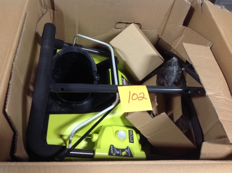 lot 102 image: Ryobi 20 in. 13 Amp Corded Electric Snow Blower not used