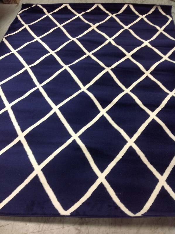 lot 110 image: Diagona Designs Jasmin Collection Navy and Ivory 5 ft. x 7 ft. Moroccan Trellis Design Area Rug
