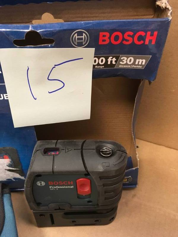 Bosch 100 ft. Self Leveling 3 Point Laser with Mounting Strap and Belt Pouch used in good condition