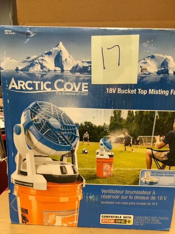 Arctic Cove 18-Volt Two Speed Misting Bucket Top Fan not used