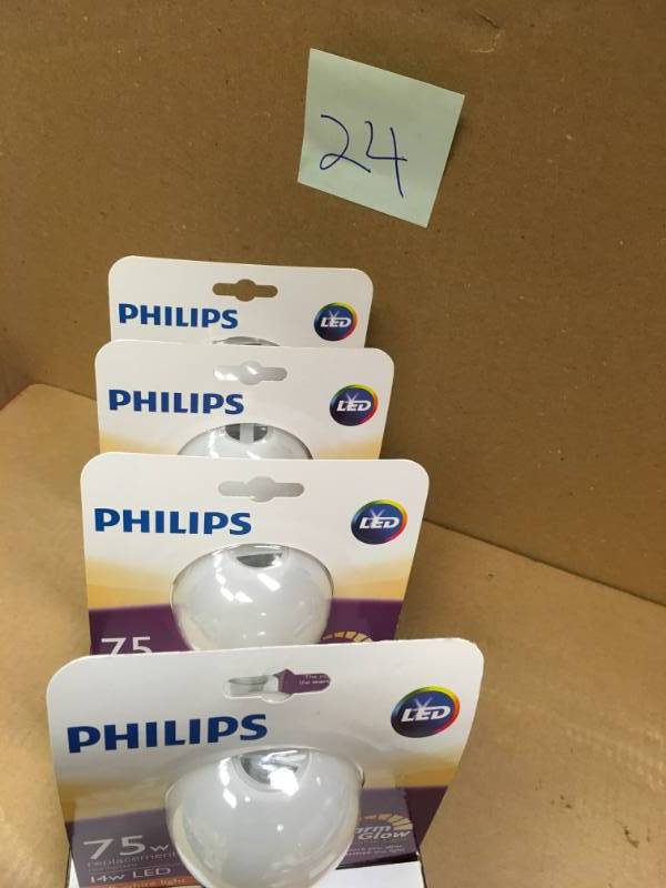 Philips Lightbulbs 75W Equivalent Soft White Household A19 Dimmable LED QTY 4 not used