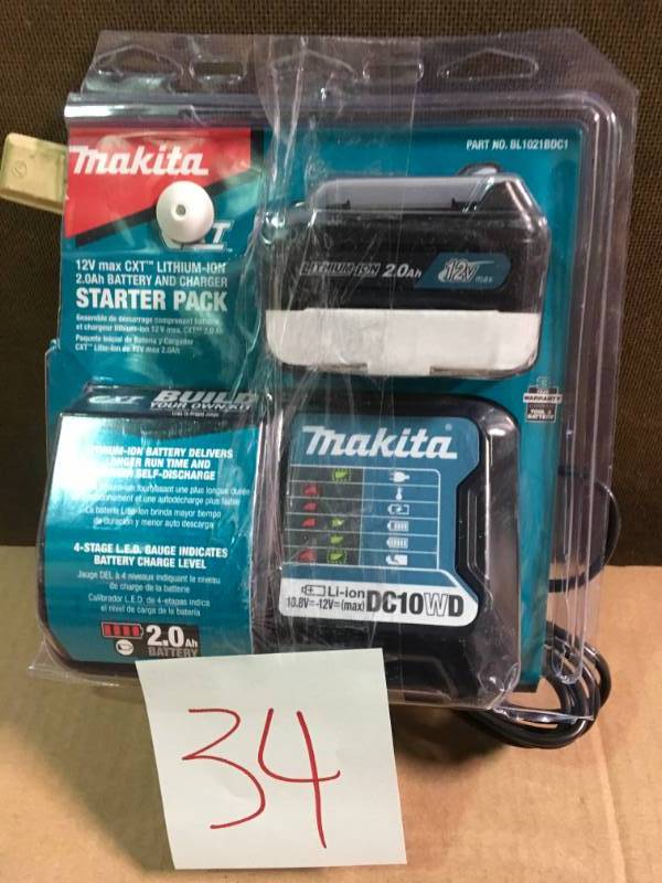 Makita 12-Volt MAX CXT Lithium-Ion Compact Battery Pack 2.0Ah and Charger Starter Kit in good condition