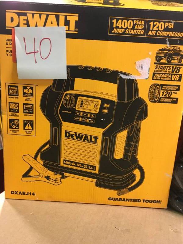 DEWALT 1400 Peak Amp Jump Starter with Digital Compressor in good condition