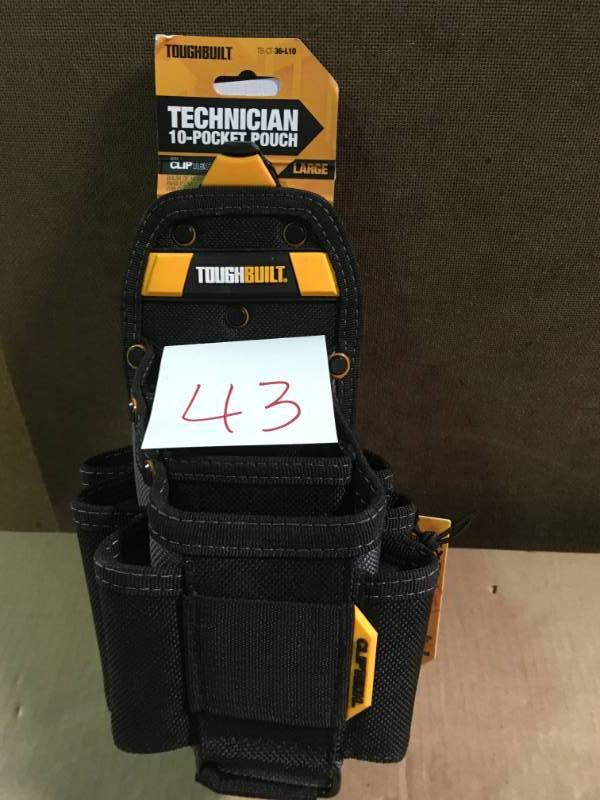 TOUGHBUILT 6.25 in. 15-Compartment Large Technician 10-Pocket Pouch, Black in good condition
