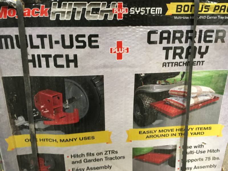 lot 16 image: MoJack Hitch Plus 3 in. Multi-Use Hitch Attachment and 31 in. Carrier Tray Combo in good condition