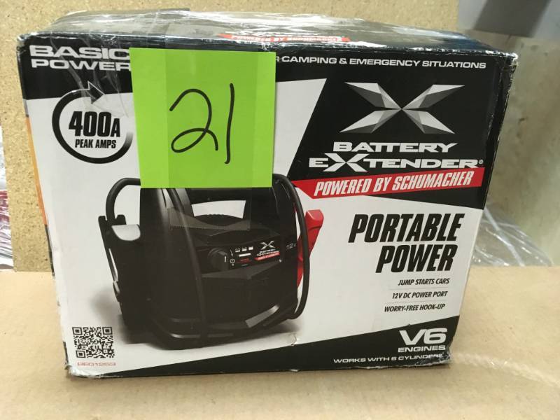 lot 21 image: Schumacher Battery Extender 12-Volt, 400 Amp Battery Jump Starter in good condition