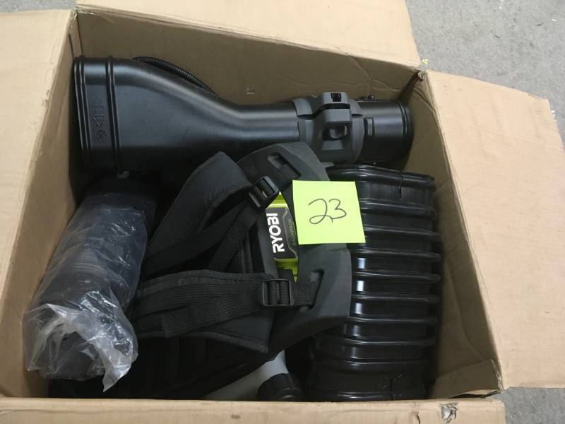 lot 23 image: RYOBI 175 MPH 760 CFM 38cc Gas Backpack Leaf Blower in good condition