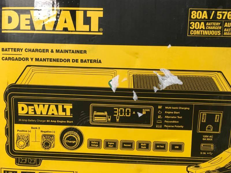 lot 25 image: DEWALT 30 Amp Multi Bank Battery Charger with 80 Amp Engine Start in good condition