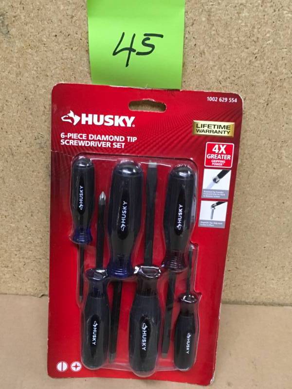 lot 45 image: Husky Diamond Tip Magnetic Screwdriver Set (6-Piece) in good condition