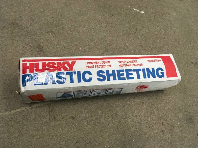 lot 56 image: HUSKY 8 ft. 4 in. x 200 ft. Clear 2 mil Plastic Sheeting not used