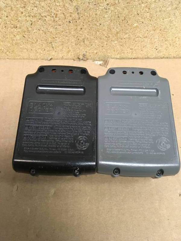 lot 58 image: ONE BLACKDECKER 20-Volt MAX Lithium-Ion Battery Pack 2.0Ah PLUS ONE 20-Volt Max Lithium-Ion Battery Pack 1.5Ah in good condition