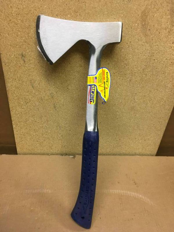 lot 73 image: Estwing 16 in. Campers Nylon-Vinyl Shock Reduction Grip Handle Axe in good condition