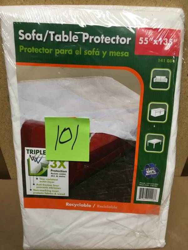 lot 101 image: Pratt Retail Specialties 55 in. W x 135 in. L Sofa or Table Protector in good condition