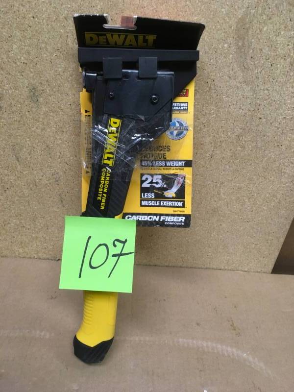 lot 107 image: DEWALT Carbon Fiber Composite Hammer Tacker in good condition