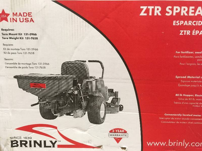 Brinly-Hardy Rear Mounted ZTR Spreader not used