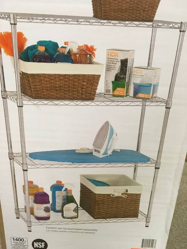 HDX 54 in. H x 36 in. W x 14 in. D 4 Shelf Wire Unit in Chrome  in very good condition