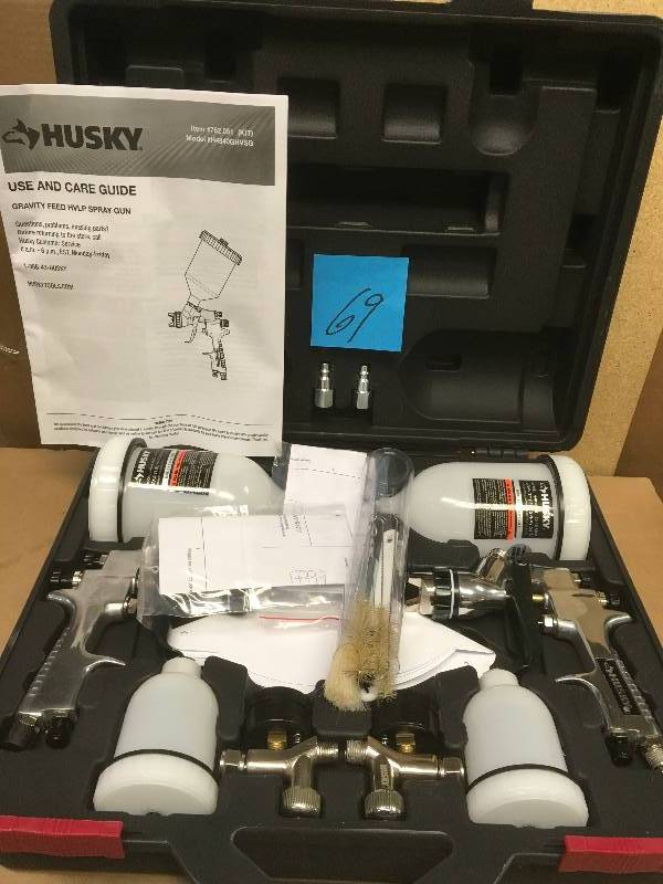 Husky HVLP and Standard Gravity Feed Spray Gun Kit  in very good condition