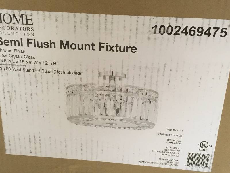 Home Decorators Collection 3-Light Chrome Semi Flush Mount  in very good condition