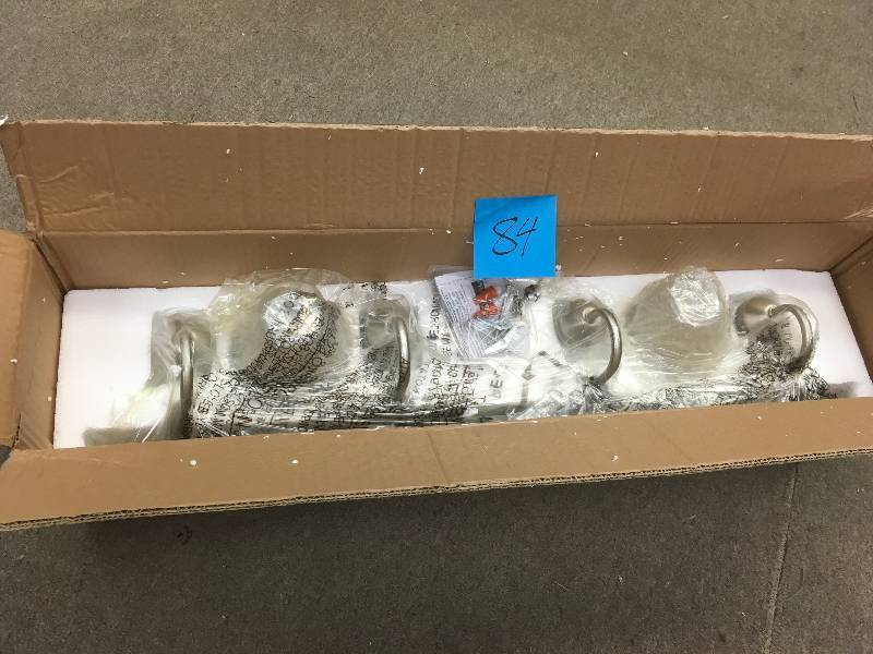 Progress Lighting Gather 30 in. 4-Light Brushed Nickel Bathroom Vanity Light with Glass Shades  in very good condition