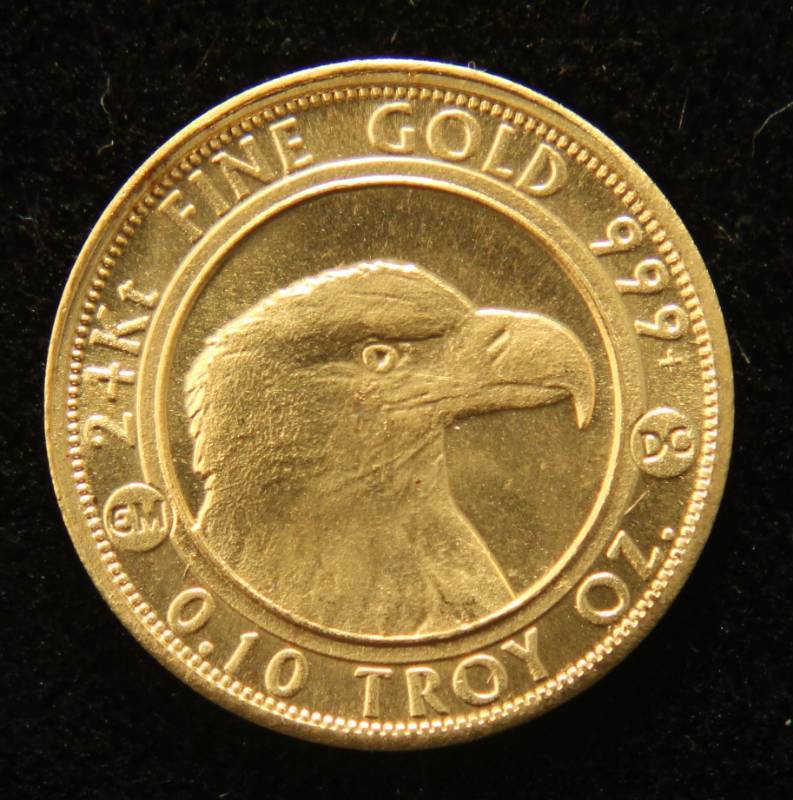 110th TROY OZ. .999 FINE GOLD PROSPECTOR EAGLE REVERSE