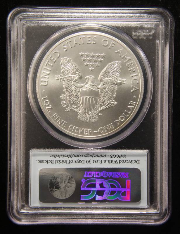 2012(W) AMERICAN SILVER EAGLE 1 TROY OZ. .999 FINE SILVER MS70 PCGS FIRSTSTRIKE