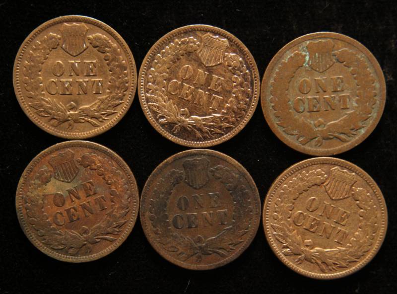 6 INDIAN HEAD CENTS 1901 1902 1903 1904 1906 1907