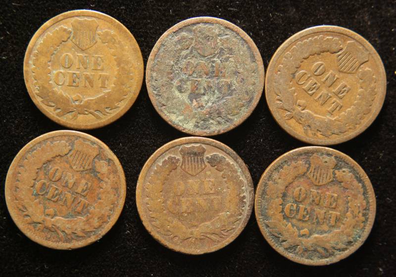 6 INDIAN HEAD CENTS 1880 1881 1883 1887 1888 1889