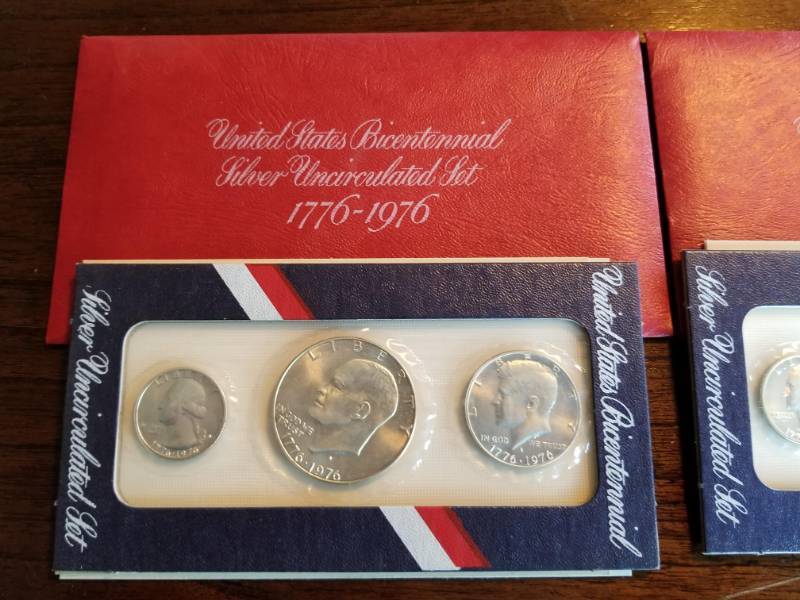2 US SILVER BICENTENNIAL SETS SILVER IKE, HALF & QUARTER SEALED