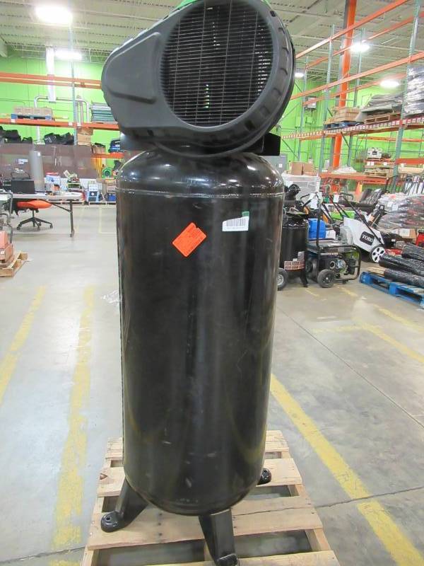 lot 66 image: Husky 60 Gal. Stationary Electric Air Compressor, C602H - Runs Well, Broken Fan and Gauge.