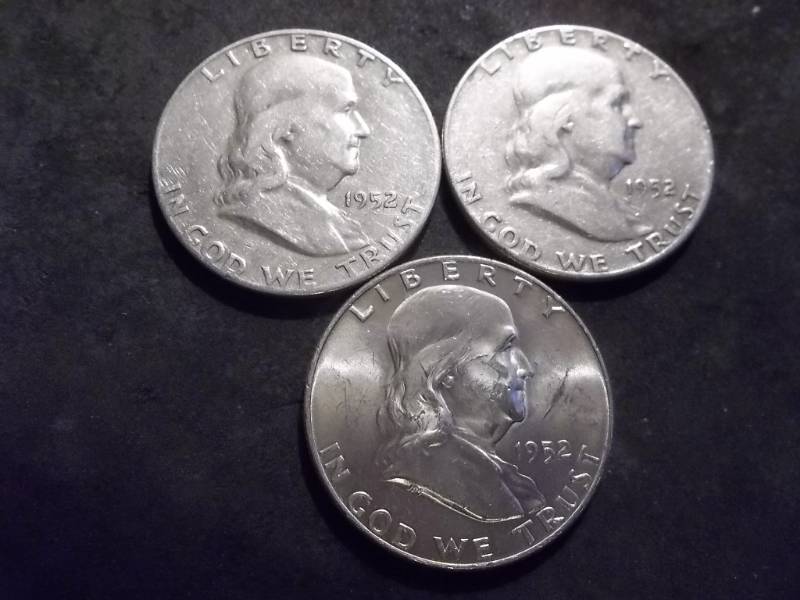 1952 P,D,S Franklin Half Dollars
