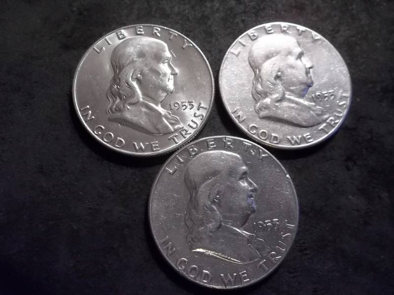 1953 P,D,S Franklin Half Dollars