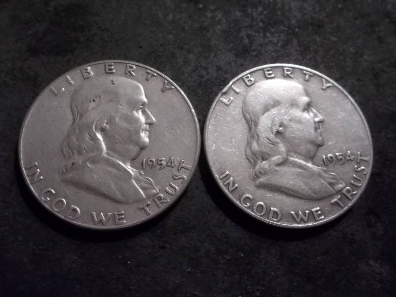 1954 P,D Franklin Half Dollars