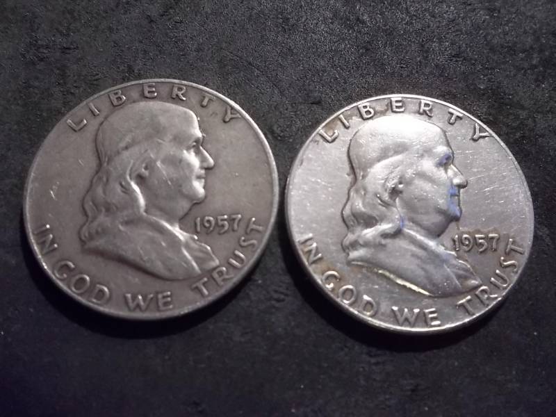 1957 P,D Franklin Half Dollars