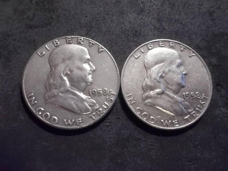 1958 P,D Franklin Half Dollars