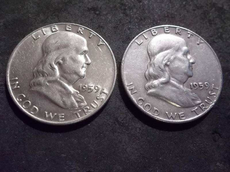 1959, 1959 D Franklin Half Dollars