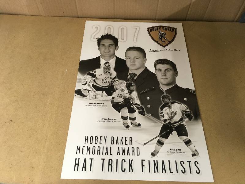 lot 298 image: 2007 Hobey Baker Memorial Award Hat Trick Finalists Poster