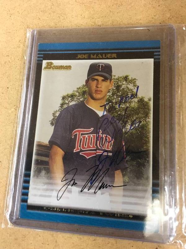 lot 305 image: Bowman Joe Mauer Autographed Rookie Card