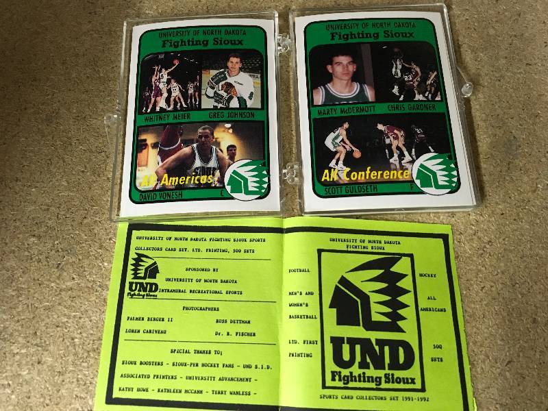 lot 319 image: 1991- 1992 UND Fighting Sioux Card Set - Only 500 Sets Made