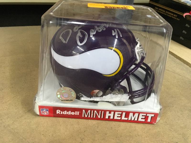 lot 335 image: Dave Osborn Signed Mini Riddell Helmet