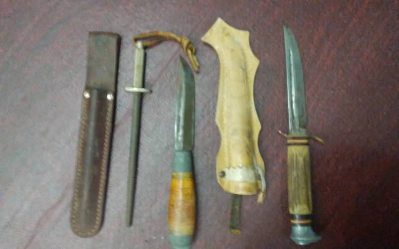 lot 41 image: 2-Vintage Knives-One With Sheath & Sharpening Steel