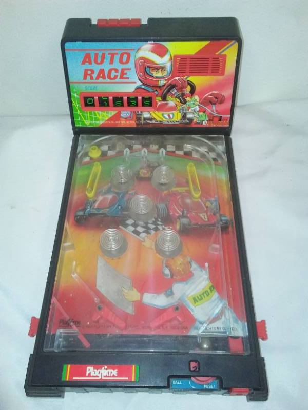 lot 26 image: Playtime table top pinball Auto Race, 1983