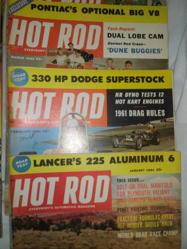 lot 28 image: Hot Rod Magazine 1961 complete plus 5  1964 Mustang initial testing