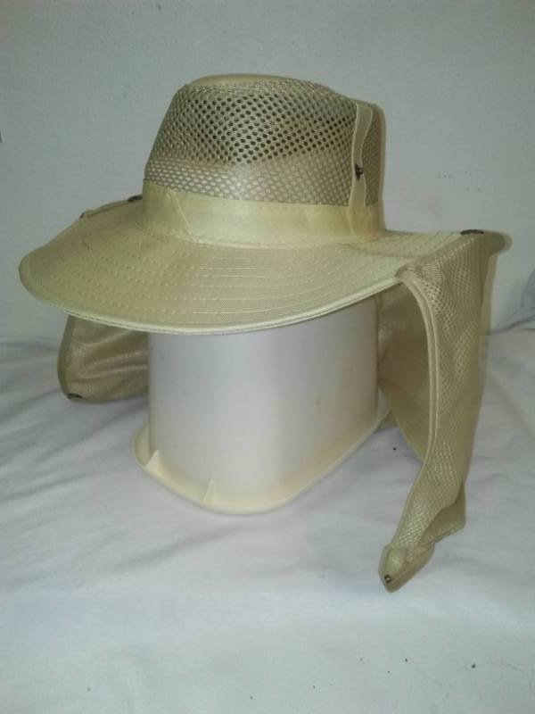 lot 114 image: New with tag Safari sun hat. Khaki with mesh netting,