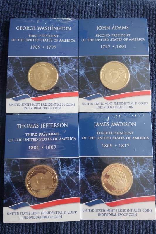 lot 418 image: Presidential Dollar Proof Coins - First Four
