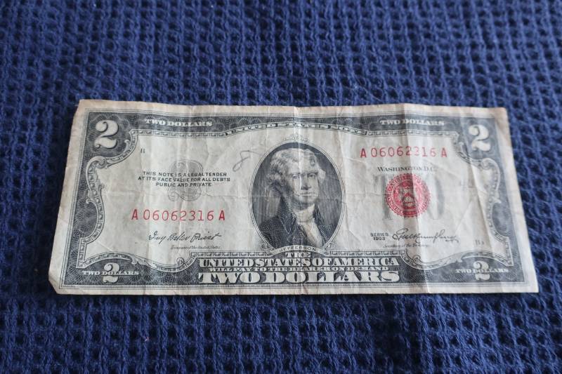 lot 456 image: 1953 Series Red Seal $2 Bill